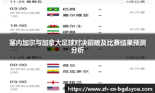 塞内加尔与加拿大足球对决前瞻及比赛结果预测分析